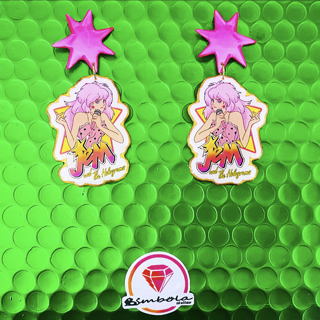 PENDIENTES JEM EARRINGS FUNNY HANDMADE CARTOON DIBUJOS ANIMADOS PENDIENTES JEM Y LOS HOLOGRAMAS
