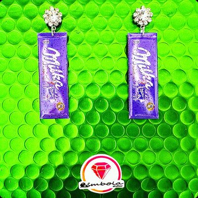 PENDIENTES EXCLUSIVOS MILKA CHOCOLATINA CHOCOLATE EARRINGS FUNNY EARRINGS HANDMADE EARRINGS 