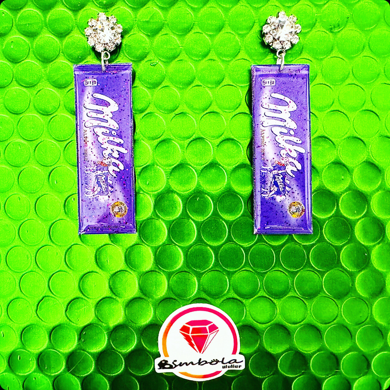 PENDIENTES EXCLUSIVOS MILKA CHOCOLATINA CHOCOLATE EARRINGS FUNNY EARRINGS HANDMADE EARRINGS 