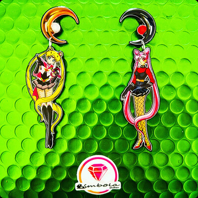 PENDIENTES SAILOR MOON EARRINGS HANDMADE DIBUJOS ANIMADOS USAGI GUERRERO LUNA