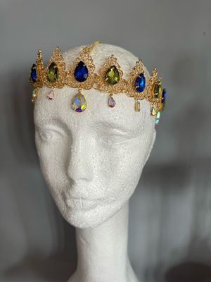 Tiara de cadena de acero Tiara cadena strass Tiara diamante pedrería lágrimas pepitas boreal oro corona