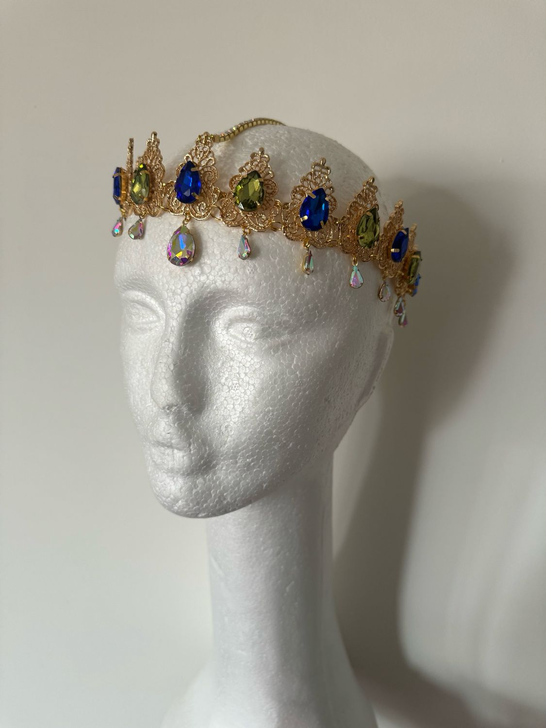 Tiara de cadena de acero Tiara cadena strass Tiara diamante pedrería lágrimas pepitas boreal oro corona