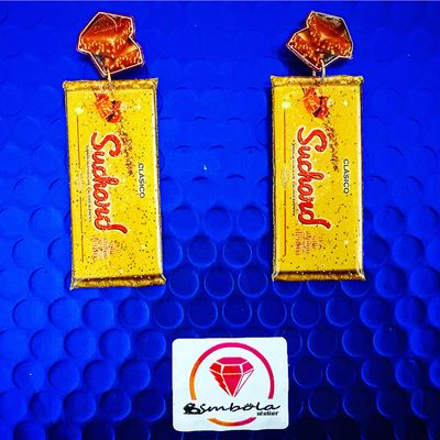 PENDIENTES TURRÓN CHOCOLATE SUCHARD EXCLUSIVOS  EARRINGS FUNNY EARRINGS HANDMADE EARRINGS 