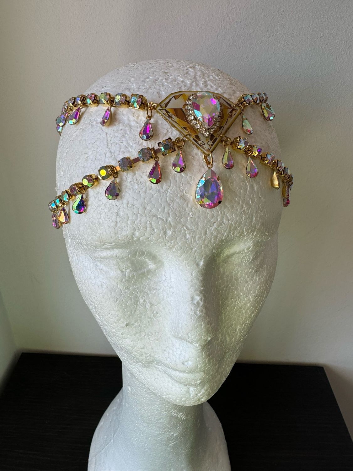 Tiara de cadena de acero Tiara cadena strass Tiara diamante pedrería lágrimas pepitas boreal oro