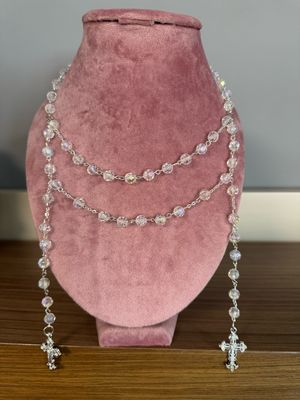 Rosario personalizado doble vuelta bolas cristal facetadas collar hombre