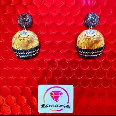 PENDIENTES FERRERO ROCHER CHOCOLATE EXCLUSIVOS  EARRINGS FUNNY EARRINGS HANDMADE EARRINGS 
