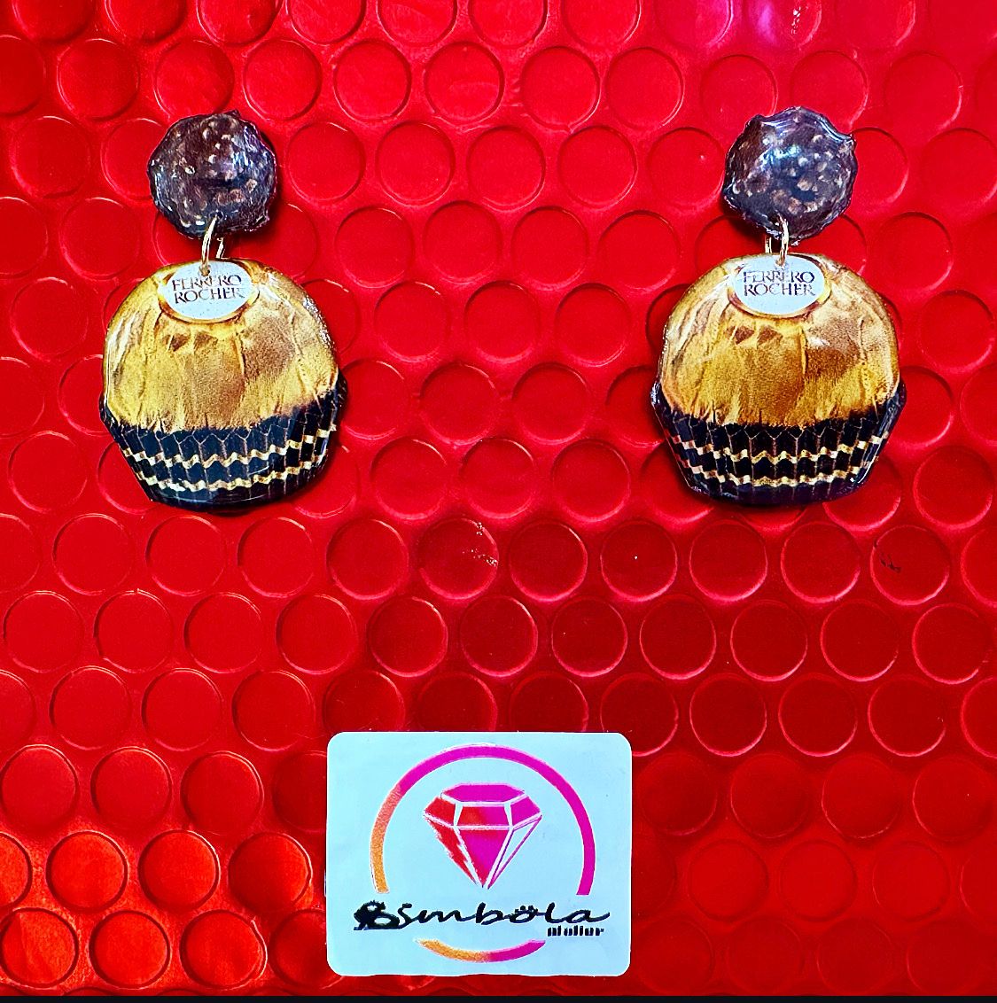 PENDIENTES FERRERO ROCHER CHOCOLATE EXCLUSIVOS  EARRINGS FUNNY EARRINGS HANDMADE EARRINGS 
