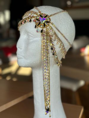 Tiara de cadena de acero Tiara cadena strass Tiara diamante pedrería lágrimas pepitas boreal oro plata boreal