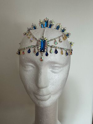 Tiara de cadena de acero Tiara cadena strass Tiara diamante pedrería lágrimas pepitas boreal oro plata boreal