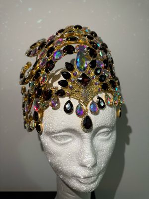 Casco joya strass Tiara diamante pedrería lágrimas pepitas boreal oro corona