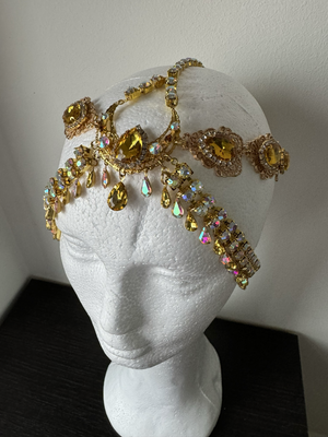 Tiara de cadena de acero Tiara cadena strass Tiara diamante pedrería lágrimas pepitas boreal oro plata boreal
