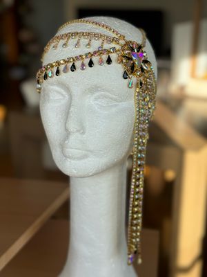 Tiara de cadena de acero Tiara cadena strass Tiara diamante pedrería lágrimas pepitas boreal oro plata boreal