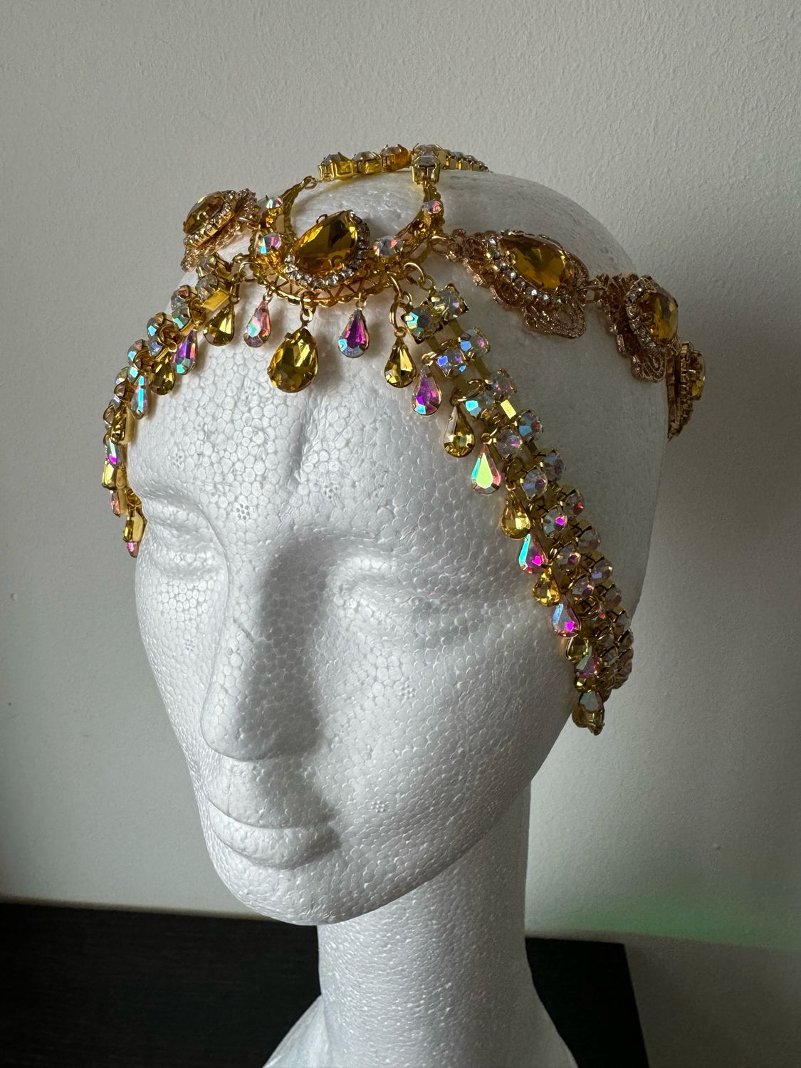 Tiara de cadena de acero Tiara cadena strass Tiara diamante pedrería lágrimas pepitas boreal oro plata boreal