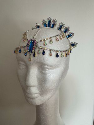 Tiara de cadena de acero Tiara cadena strass Tiara diamante pedrería lágrimas pepitas boreal oro plata boreal