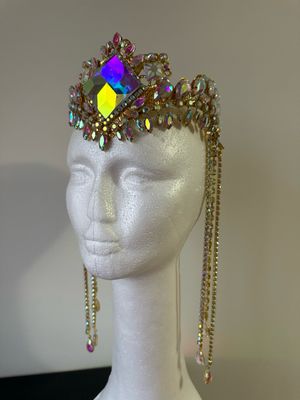 Tiara de cadena de acero Tiara cadena strass Tiara diamante pedrería lágrimas pepitas boreal oro plata boreal corona pedimiento boda
