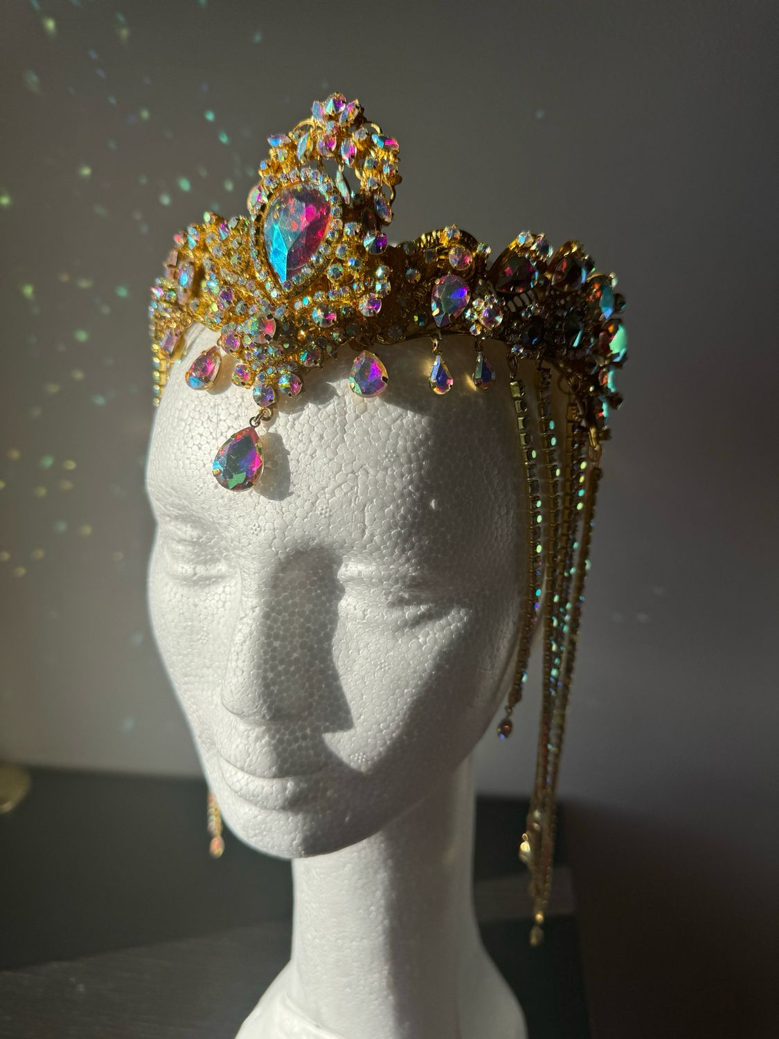 Tiara de cadena de acero Tiara cadena strass Tiara diamante pedrería lágrimas pepitas boreal oro plata boreal corona pedimiento fiesta