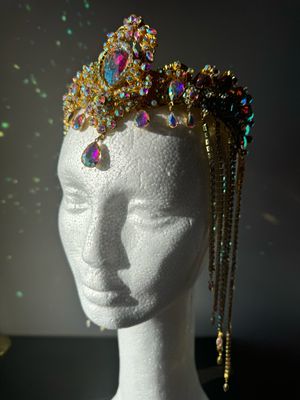 Tiara de cadena de acero Tiara cadena strass Tiara diamante pedrería lágrimas pepitas boreal oro plata boreal corona pedimiento fiesta