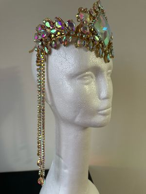Tiara de cadena de acero Tiara cadena strass Tiara diamante pedrería lágrimas pepitas boreal oro plata boreal corona pedimiento boda