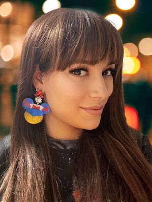 Pendientes Blancanieve mouse head earrings pendiente la cabeza de ratón Pendientes princesa manzana