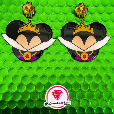 Pendientes Evil queen mouse head earrings  pendientes villana pendientes blancanieves manzana  