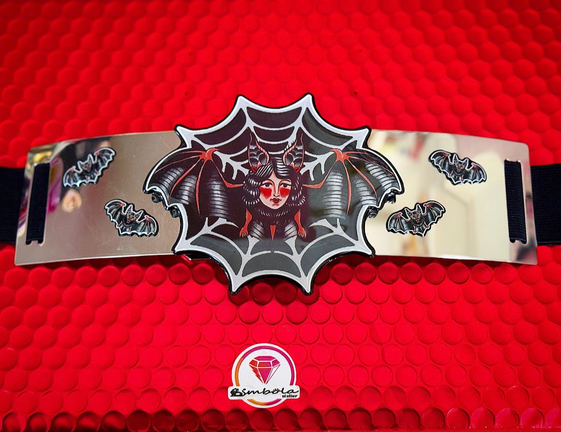 Cinto araña mujer vampira telaraña tattoo cinturón murciélago fajín cintura metal espejo diseño exclusivo @Ente.Shop