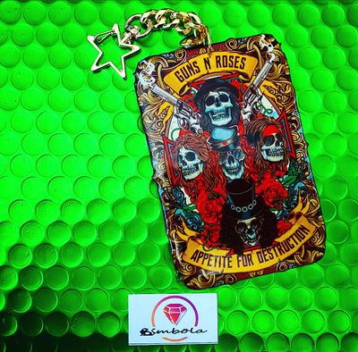 Bagcharm o llavero XL diseño exclusivo para bolsos Guns and Roses calaveras rock 