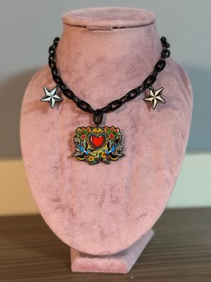 Collar golondrinas collar corazón collar love Tattoo old school diseño exclusivo @ente.shop