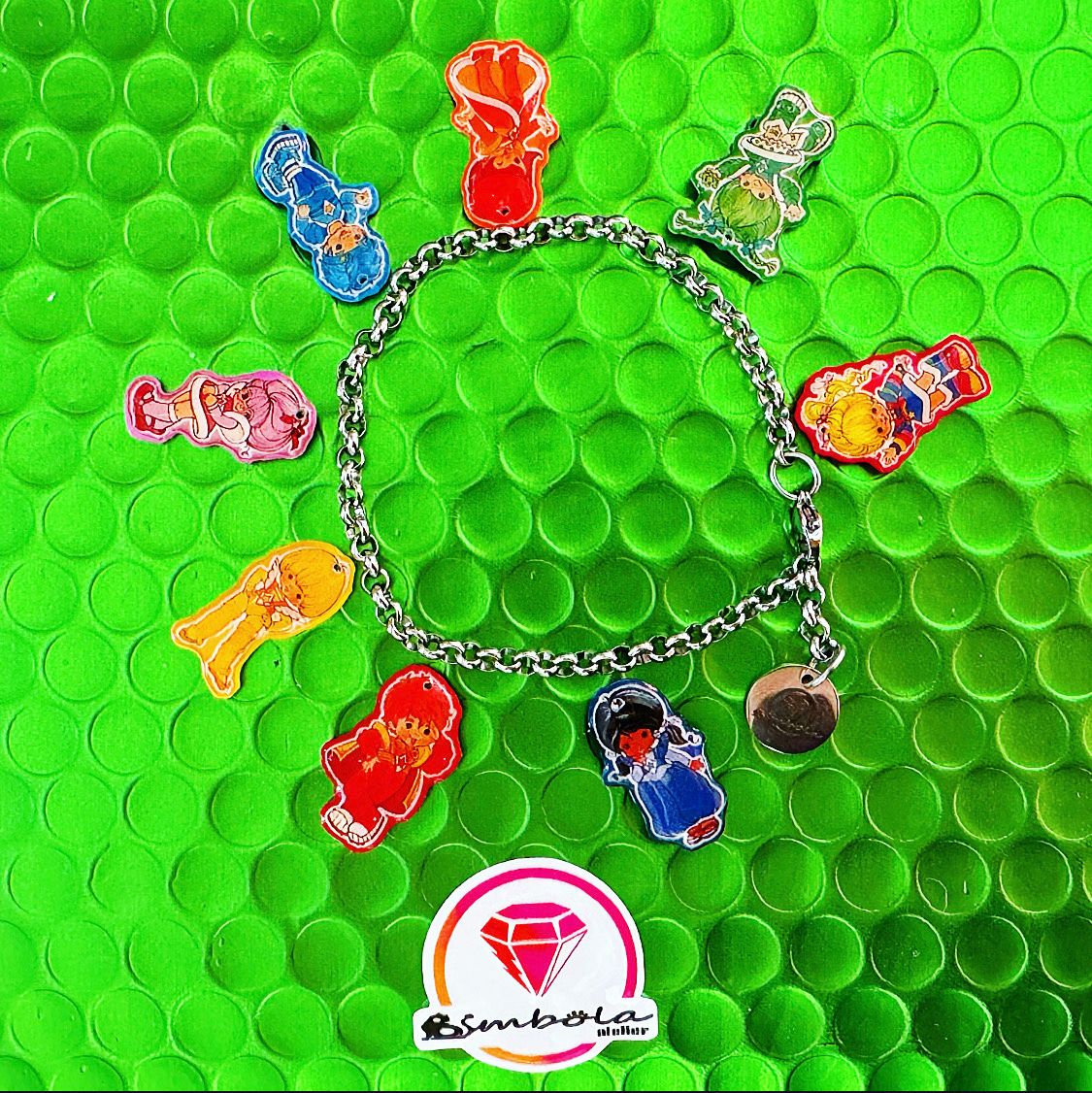 Bimbolina pulsera arcoíris bracelet ochentero pulsera acero charms pulsera rainbow brite 