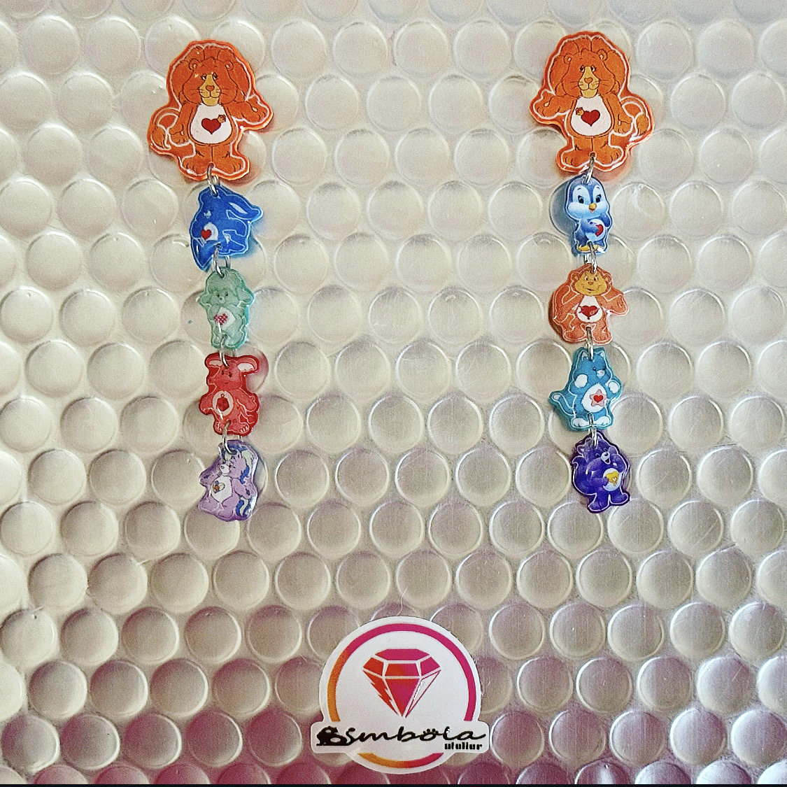 Pendientes amigos osos amorosos pendientes bear earrings glitter earrings lovely earrings care bears earrings 