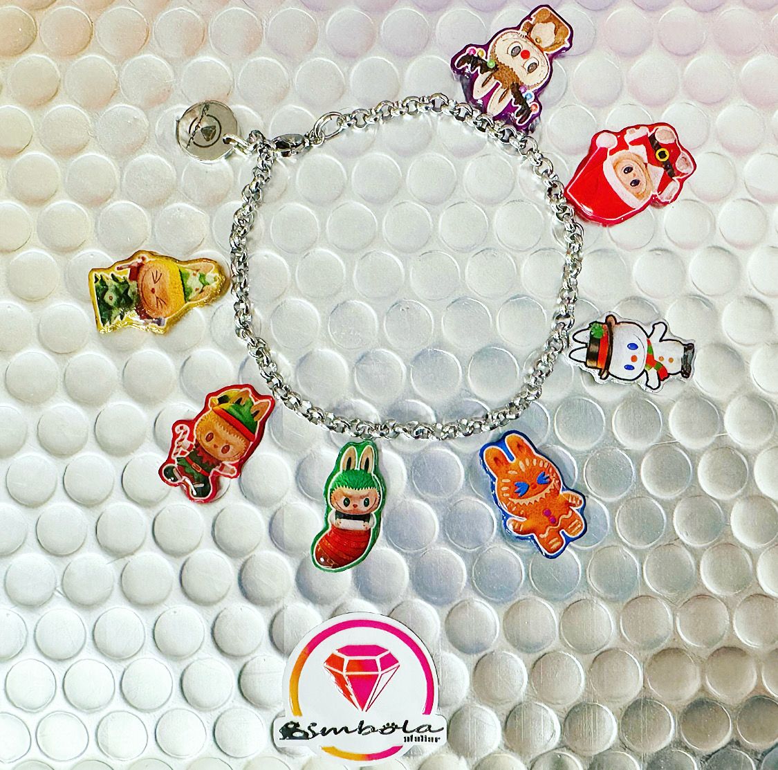 Bimbolina pulsera muñecos bracelet pulsera acero charms pulsera labubus navidad 