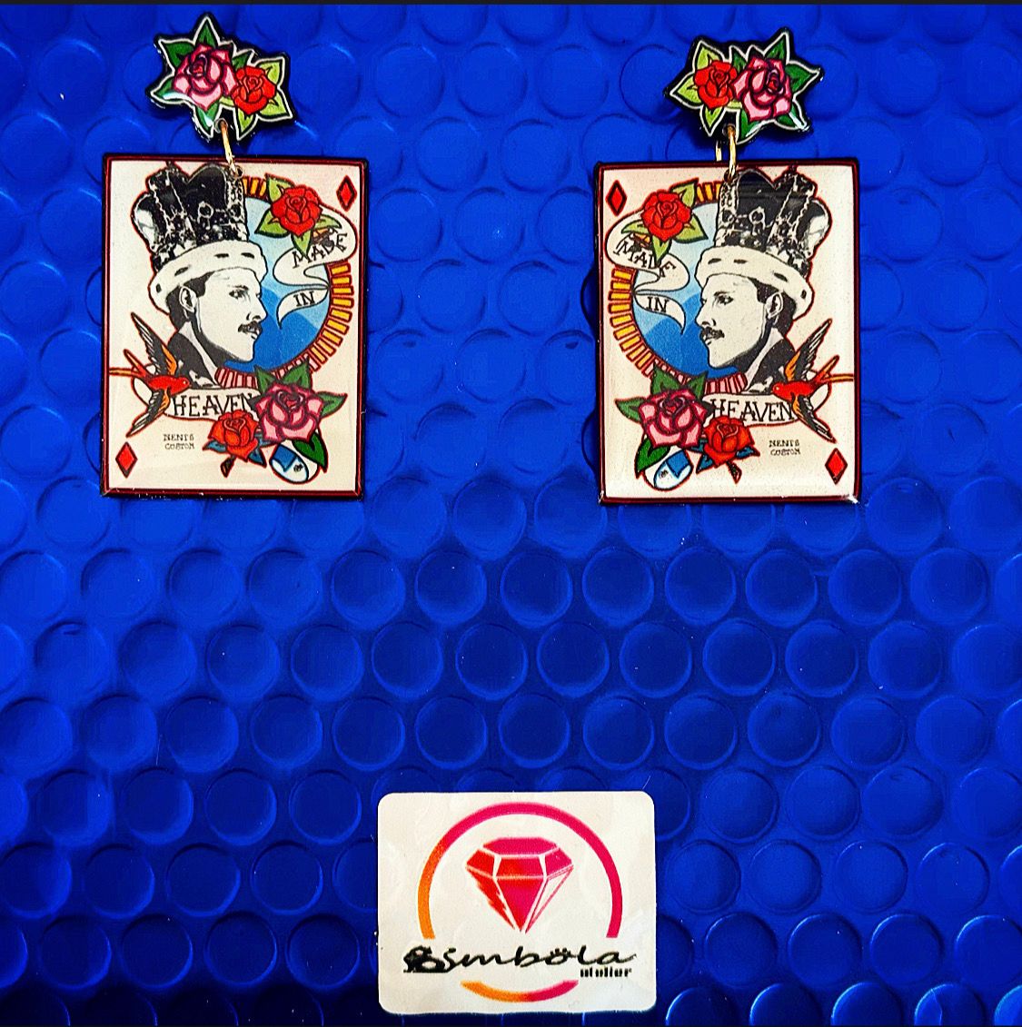 Pendientes Queen earrings Mercury NENI’S desing carta Rey Freddie king