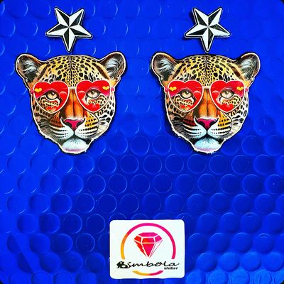 Pendientes leopardo guepardo tigre felino gato gafas corazones