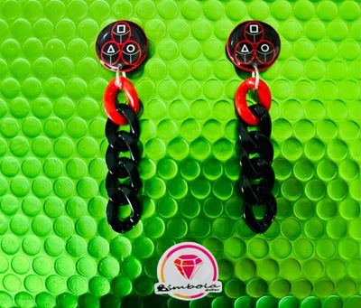 Pendientes Squid game pendientes cadena Pendientes juego del calamar