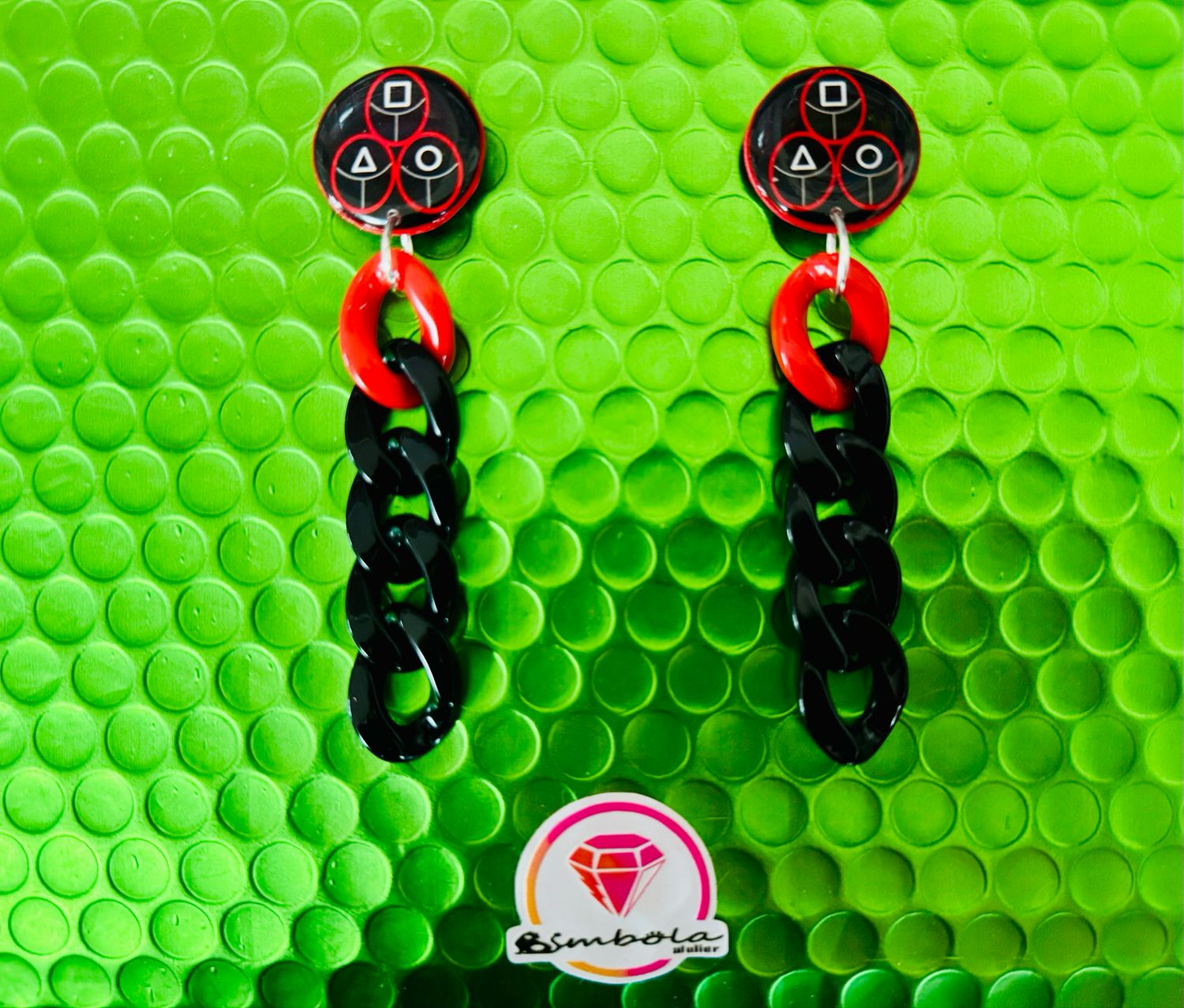 Pendientes Squid game pendientes cadena Pendientes juego del calamar