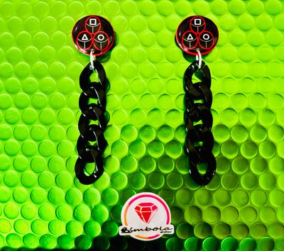 Pendientes Squid game pendientes cadena Pendientes juego del calamar