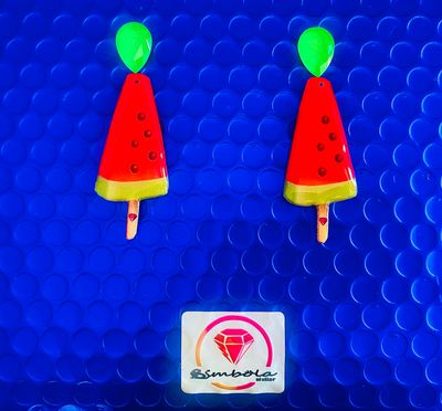 Pendientes sandías ice cream earrings pendientes helados handmade earrings glitter earrings fruit earrings watermelon earrings 