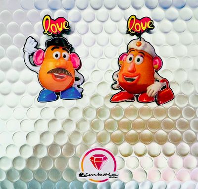 PENDIENTES MISTER POTATO MISS EARRINGS FUNNY EARRINGS HANDMADE EARRINGS DIBUJOS ANIMADOS TOY STORY