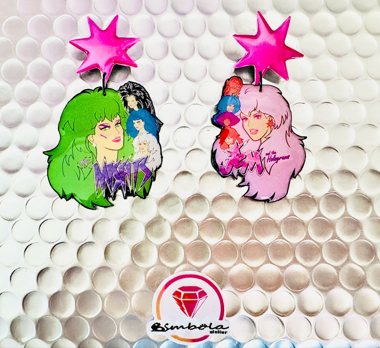 PENDIENTES JEM EARRINGS FUNNY HANDMADE CARTOON DIBUJOS ANIMADOS PENDIENTES JEM Y LOS HOLOGRAMAS
