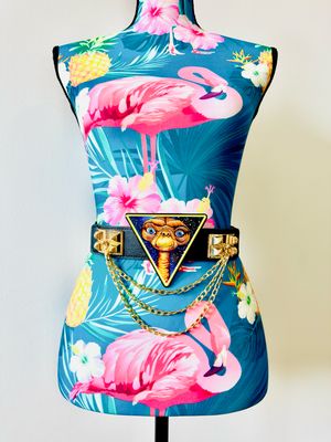 Cinto extraterrestre ET cinturón fajín cintura cuero vegano piel sintética cadenas diseño exclusivo @Ente.Shop