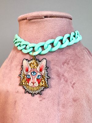 Collar sphinx collar gato collar Tattoo old school diseño exclusivo @ente.shop