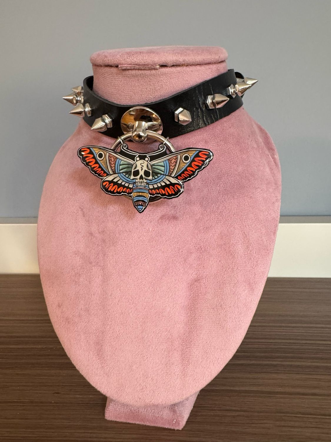 Collar polilla collar mariposa correa gótico cuero halloween gargantilla punk diseño exclusivo @ente.shop