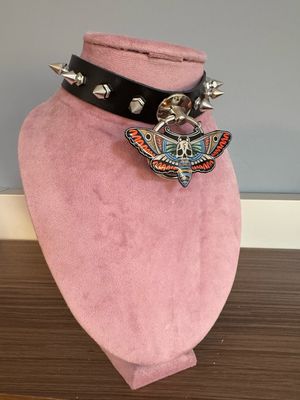 Collar polilla collar mariposa correa gótico cuero halloween gargantilla punk choker diseño exclusivo @ente.shop