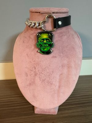 Collar mujer frankenstein correa gótico cuero halloween gargantilla punk diseño exclusivo @ente.shop