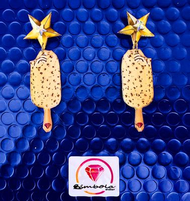 PENDIENTES MAGNUM PENDIENTES HELADO CHOCOLATE ICE CREAM EARRINGS GLITTER EARRINGS HANDMADE EARRINGS PENDIENTES CARAMELO