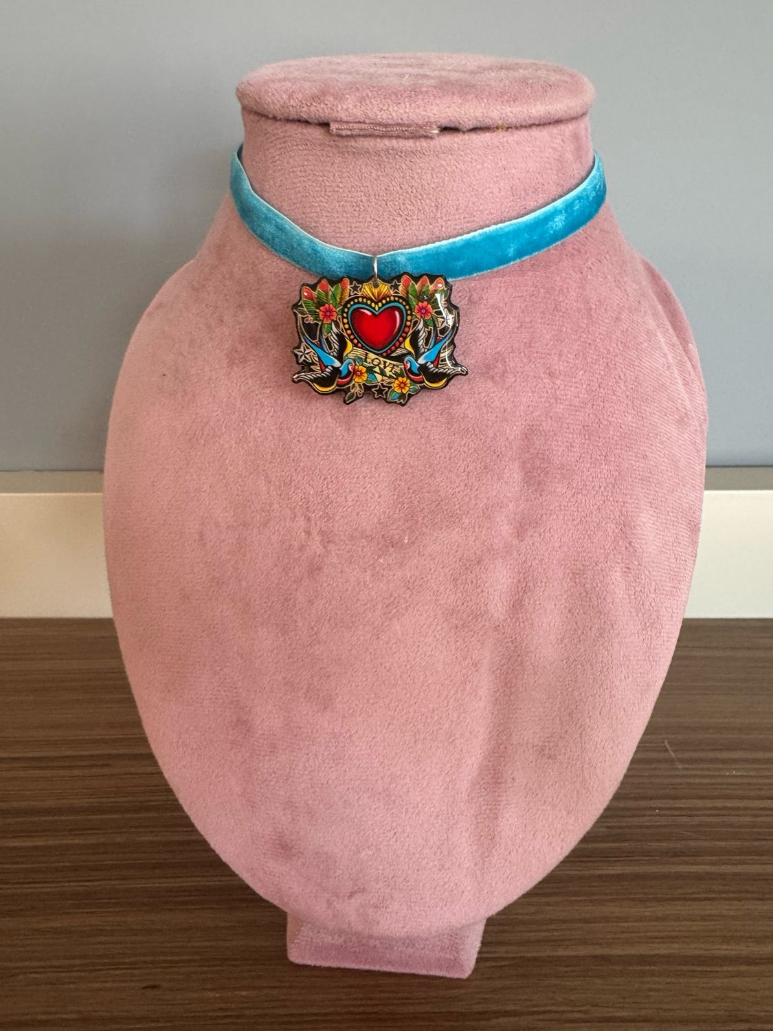 Choker golondrinas pegado collar corazón collar love Tattoo old school diseño exclusivo @ente.shop