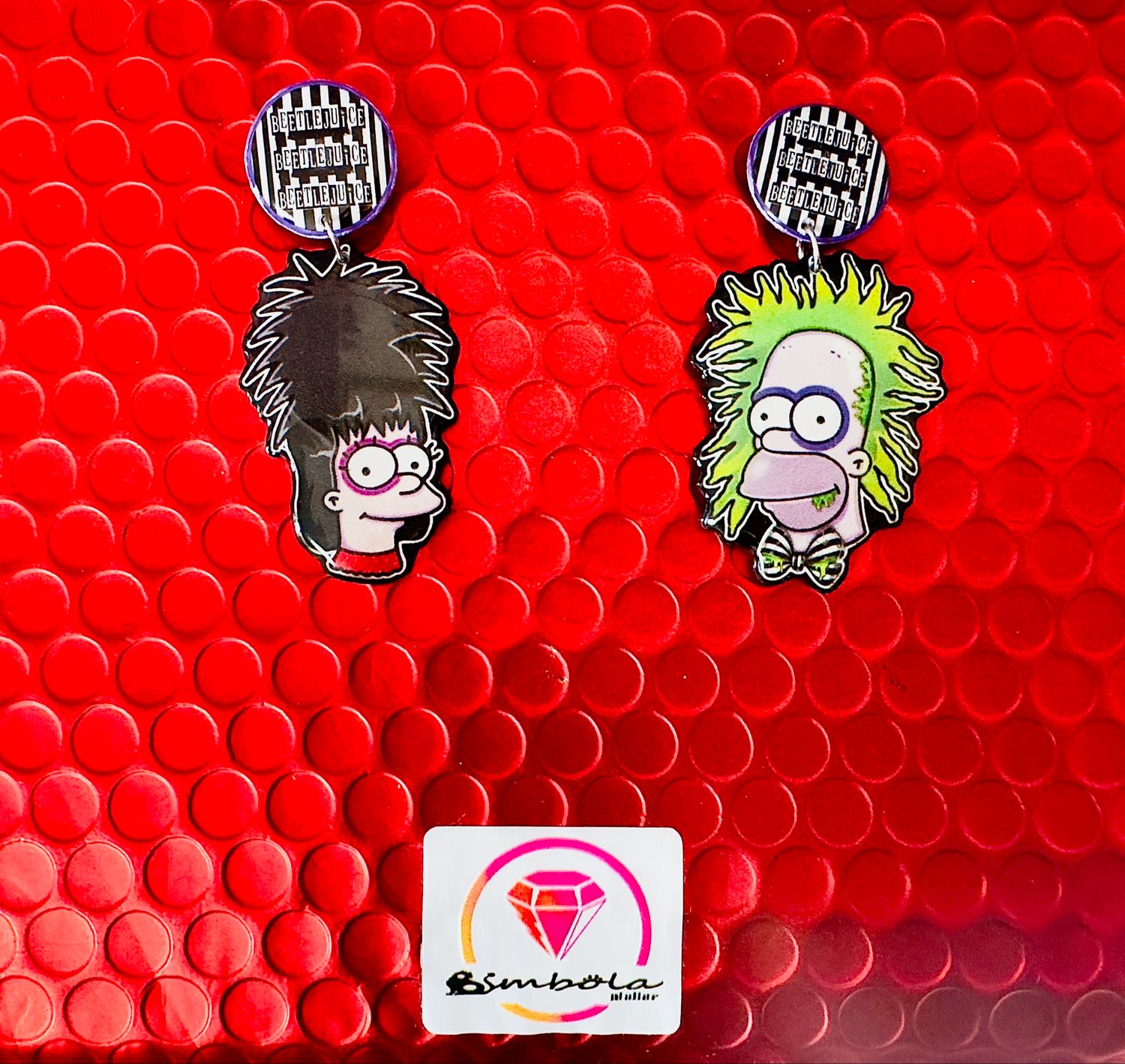 Pendientes Beetlejuice earrings snake serpiente bitelchus Lydia simpsons Halloween