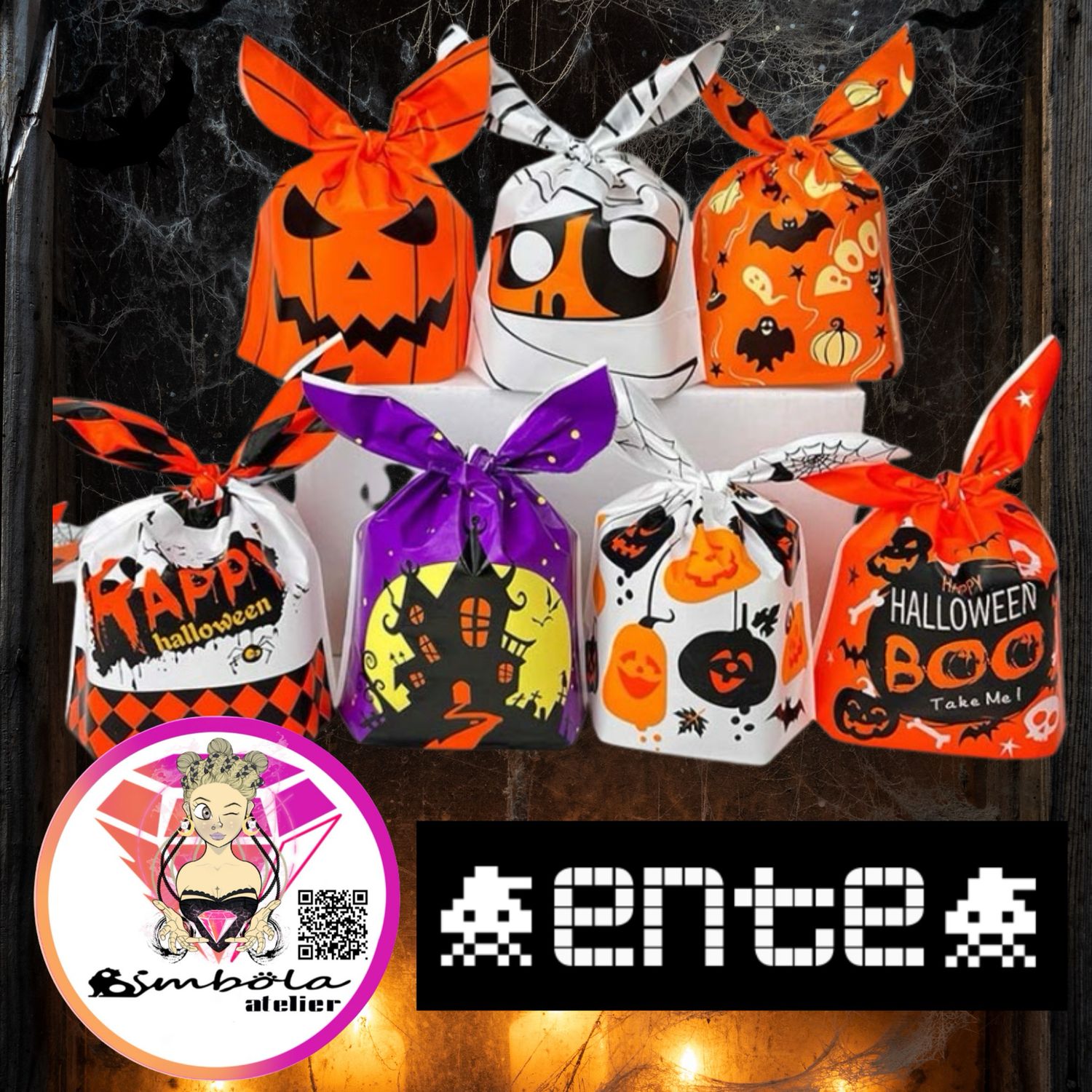 PENDIENTES 3 PARES SORPRESA DISEÑOS ENTE, sobre sorpresa HALLOWEEN 