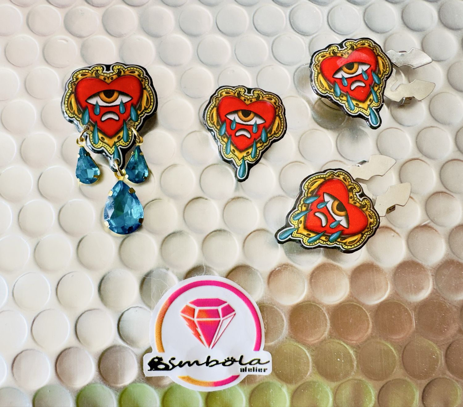 CUBREBOTÓN CORAZÓN LÁGRIMAS CUELLO PUÑOS VESTIDO BOTONES ENTESHOP EXCLUSIVE DESIGN