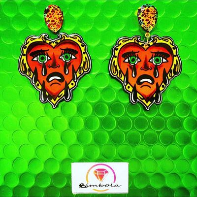 PENDIENTES CORAZÓN HEART EARRINGS ONE LOVE TATTOO HANDMADE EXCLUSIVE DESIGN ENTE SHOP corazón san Valentín 