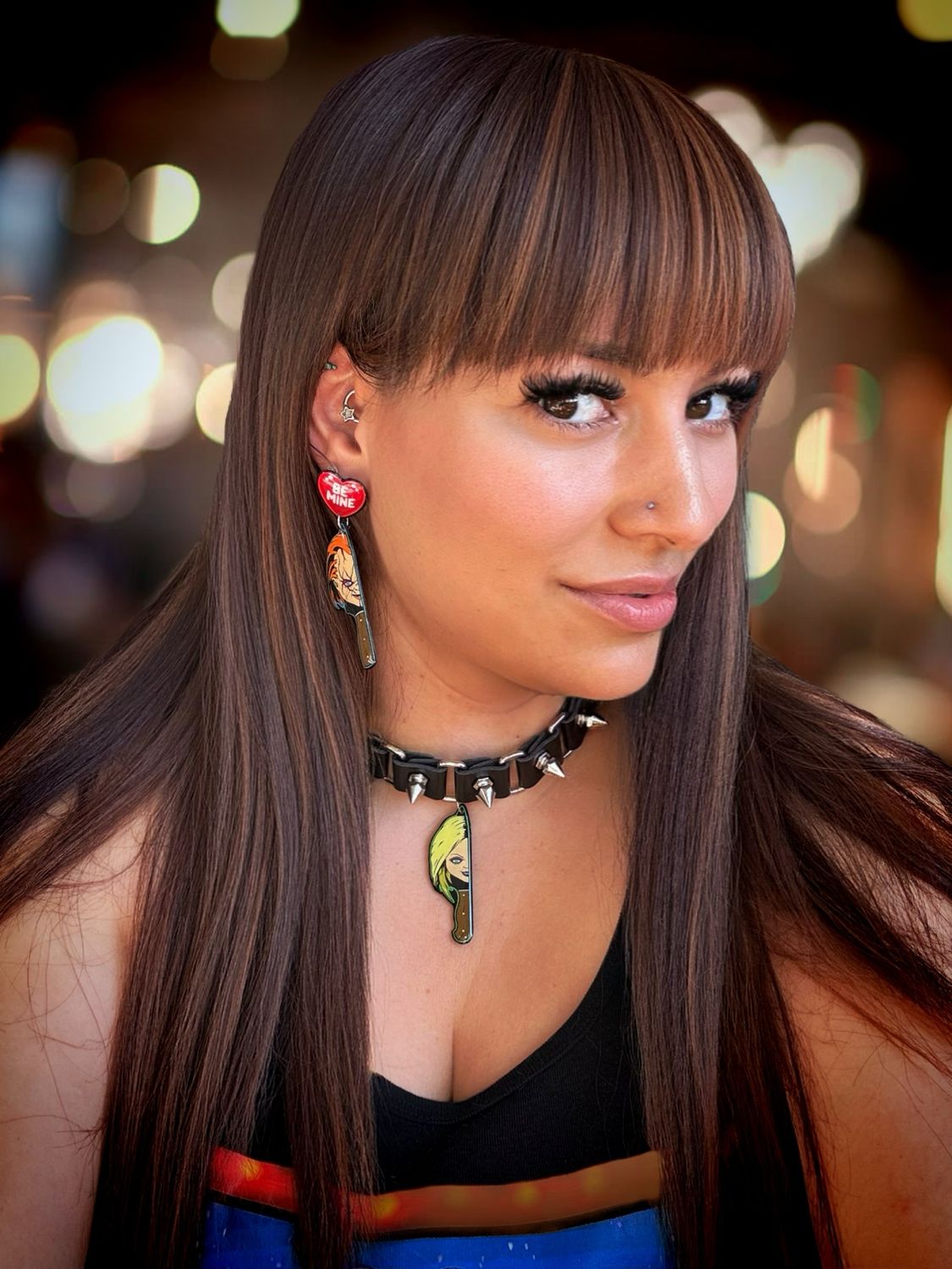 Collar mujer Chucky Tiffani correa gótico cuero halloween gargantilla punk 